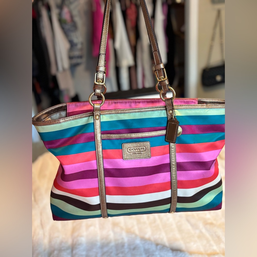 Coach Violet and Beige Handbag